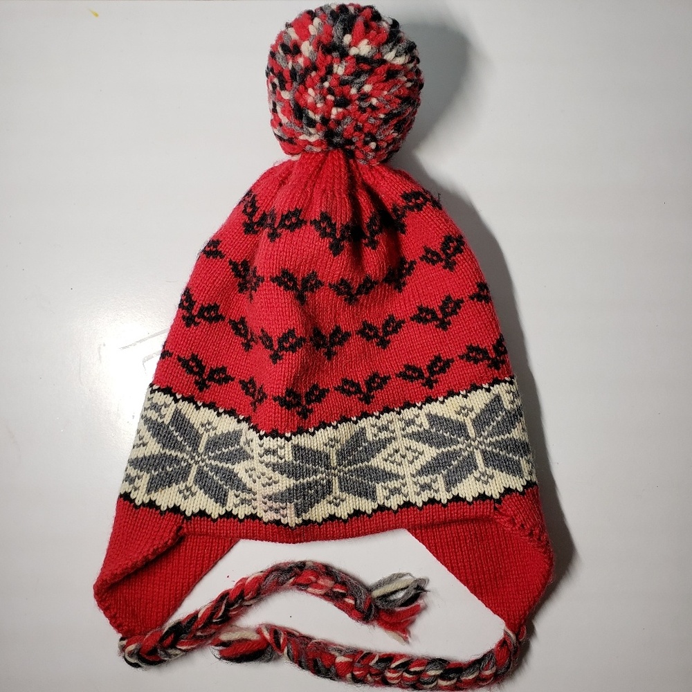 Nordic Pom Pom Winter Ski/Snowboard Hat w/ Tassles